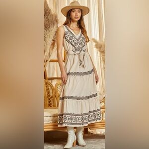 Embroidered brown dress